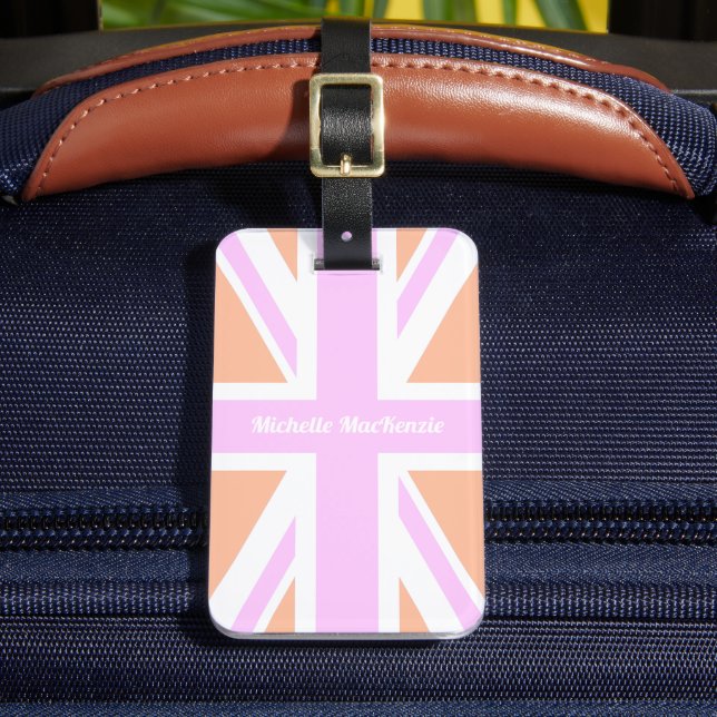 Rosa & Orange UK Flagga / Union Jack | PERSONLIG Bagagebricka (Framsida Insitu 2)
