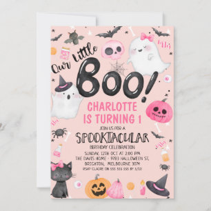 Rosa Orange vår lilla Boo Halloween-födelsedag Inbjudningar