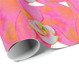 Rosa orange vattenfärg Orchid-målning Presentpapper