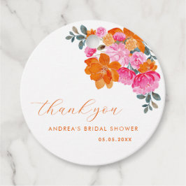 Rosa Orange Vibrant Blommigt Möhippa Tack Gåvor Etiketter