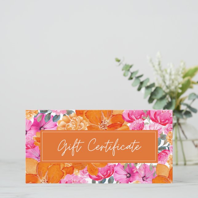 Rosa Orange Vibrant Summer Garden Gift Certificate (Stående Fram)