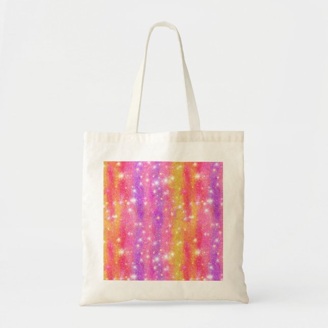 Rosa Orange Violett Glitter Gnistrande Mönster Tygkasse (Framsidan)