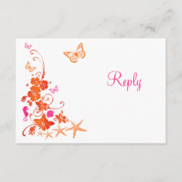 Rosa, Orange, Vit Tropisk Strand RSVP-kort OSA Kort