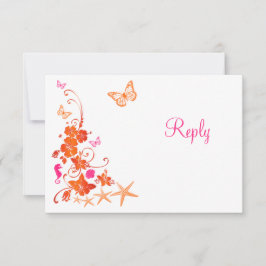 Rosa, Orange, Vit Tropisk Strand RSVP-kort OSA Kort