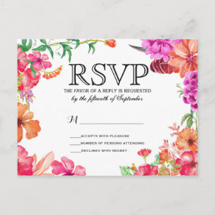 Rosa Orange Watercolor Garden OSA Postcard Inbjudan Vykort
