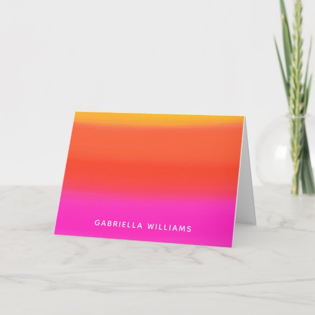 Rosa Orange Watercolor Personlig Namn Kort (Framsida)