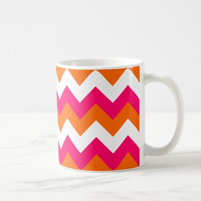 Rosa Orange White Zigzag Kaffemugg (Höger)