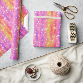 Rosa Orangefärgad Lila Glitter Gnistrande Mönster Presentpapper