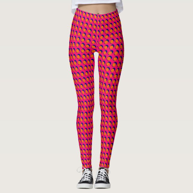 Rosa orangefläckiga Leggings (Framsida)