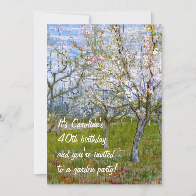 Rosa Orchard (F555) Van Gogh Fine Art Inbjudningar (Framsida)