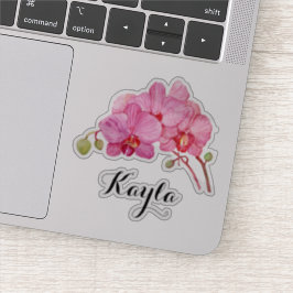 Rosa Orchid-Blommar med ditt namn vinyl Klistermärken