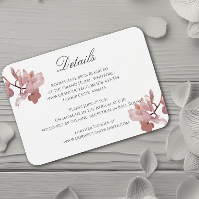 Rosa Orchid Bröllop-informationskort Visitkort (Skapare uppladdad)