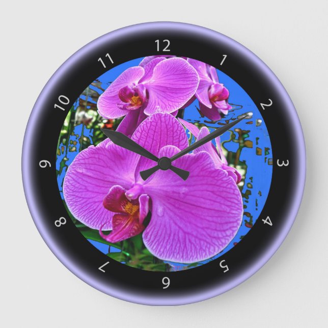 Rosa Orchid Clock Stor Klocka (Framsida)