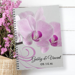 Rosa Orchid Elegance Bröllop Anteckningsbok Med Spiral