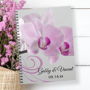 Rosa Orchid Elegance Bröllop Anteckningsbok Med Spiral