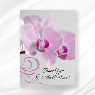Rosa Orchid Elegance Bröllop Flat Tackkort Anteckningskort