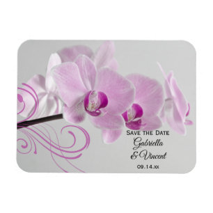 Rosa Orchid Elegance Bröllop spara datum Magnet
