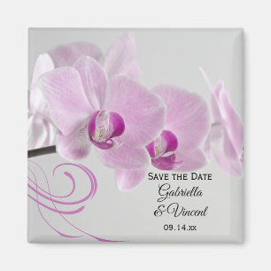 Rosa Orchid Elegance Bröllop spara datum Magnet
