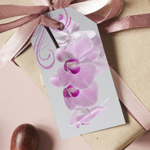 Rosa Orchid Elegance Bröllop Tack Favor Taggar Presentetikett