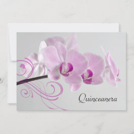 Rosa Orchid Elegance Quinceanera-inbjudan Inbjudningar