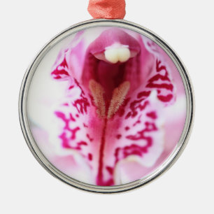 Rosa Orchid Flower Closeup Julgransprydnad Metall