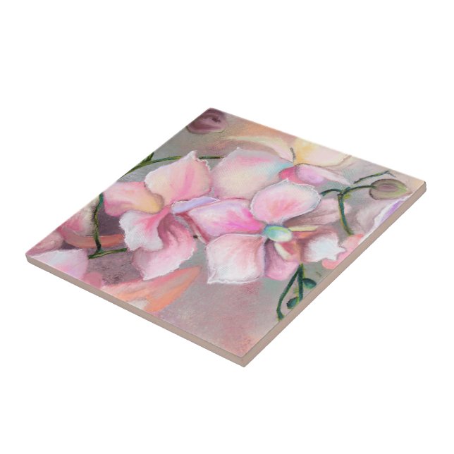 Rosa Orchid Flowers Ceramic Tile Kakelplatta (Sidan)