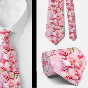 Rosa Orchid Flowers Neck Tie Slips