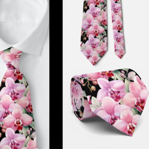Rosa Orchid Flowers Neck Tie Slips