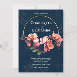 Rosa Orchid Flowers | Rund Ram | BRÖLLOP Inbjudningar