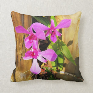 Rosa Orchid i Träd Dekorativ kudde
