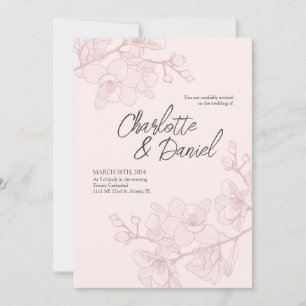 Rosa Orchid Moments   BRÖLLOP Inbjudningar