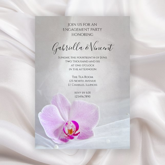 Rosa Orchid och Möhippa Veil Förlovningsfest Inbjudningar (Skapare uppladdad)