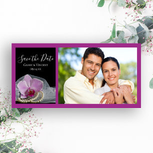 Rosa Orchid och Pearls Bröllop spara datum Datumet