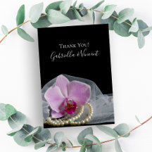 Rosa Orchid och Pearls på Black Bröllop Tack