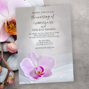 Rosa Orchid och vit Möhippa Veil Bröllop Inbjudningar