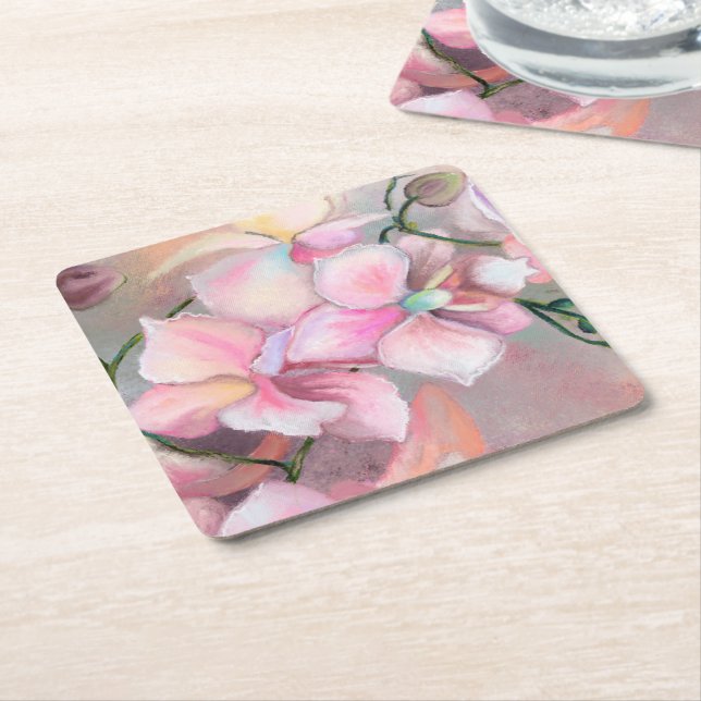 Rosa Orchid Papper Underlägg Kvadrat (Vinklad)