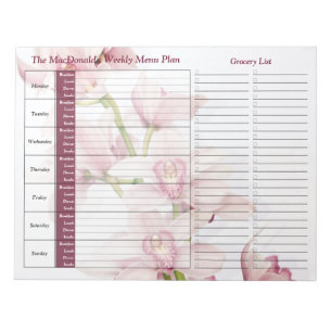 Rosa Orchid Personlig Meal Planner för måltider va Anteckningsblock