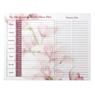 Rosa Orchid Personlig Meal Planner för måltider va Anteckningsblock