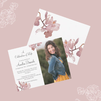 Rosa Orchid Photo Firande of Life Card Inbjudningar