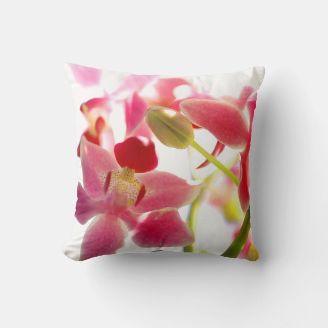 Rosa Orchid Print Dekorativ kudde (Framsida)