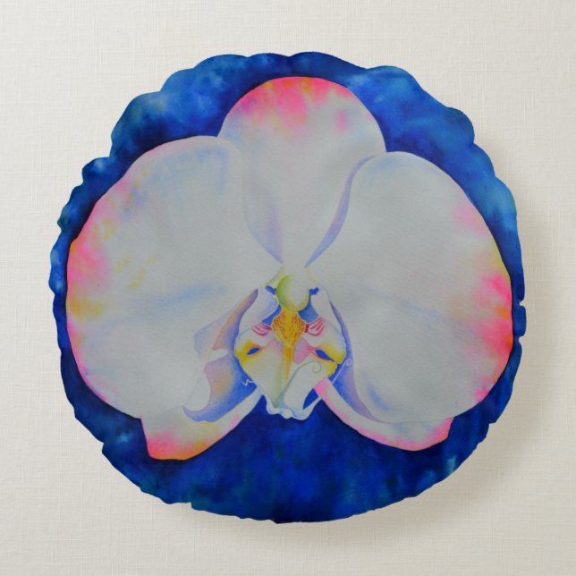 Rosa  Orchid Rund Kudde (Framsidan)