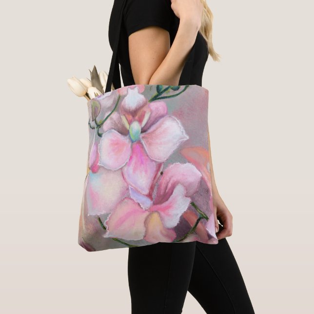 Rosa Orchid Tote Bag Tygkasse (Närbild)