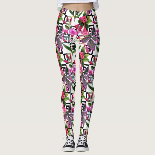 Rosa Orchid Watercolor Women Leggings (Framsida)
