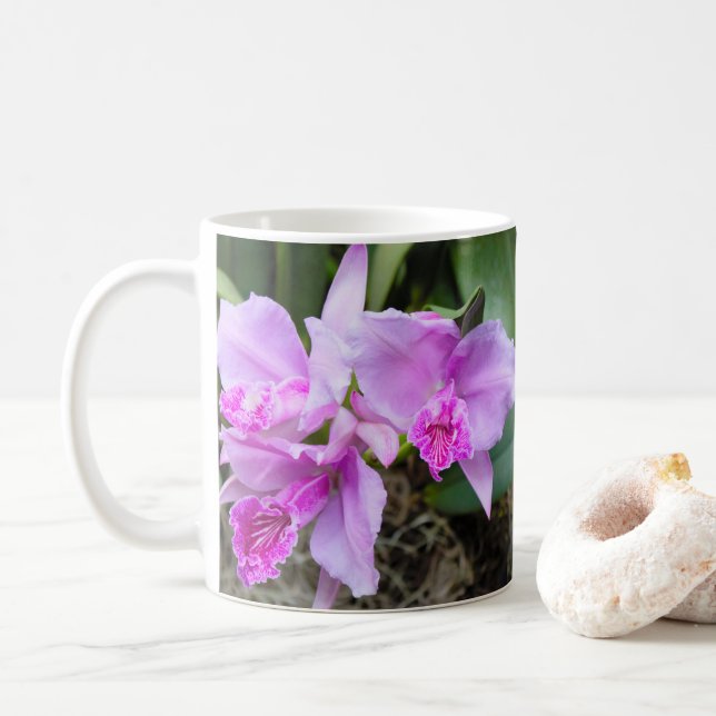 Rosa Orchids Bouquet Kaffemugg (Med munk)