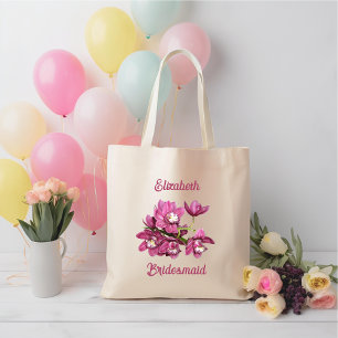 Rosa Orchids Bridesmaid Brudens sida Gift Tygkasse