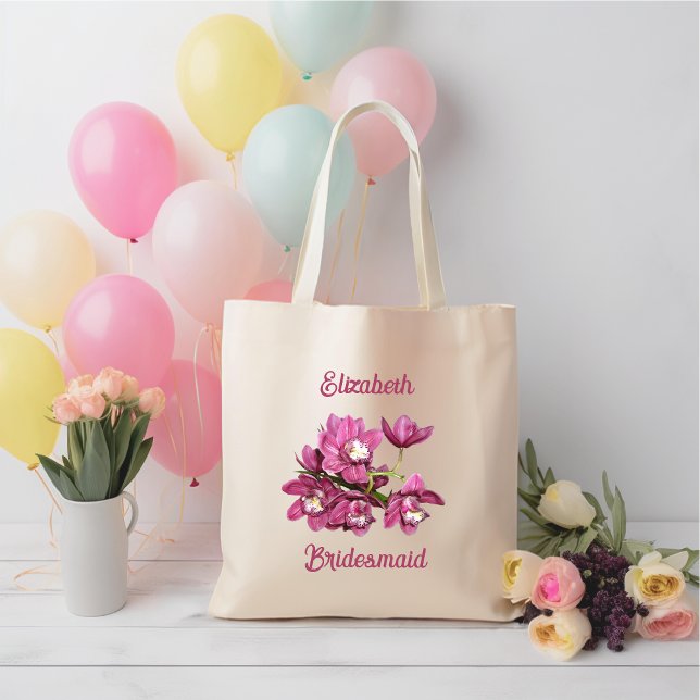Rosa Orchids Bridesmaid Brudens sida Gift Tygkasse (Skapare uppladdad)
