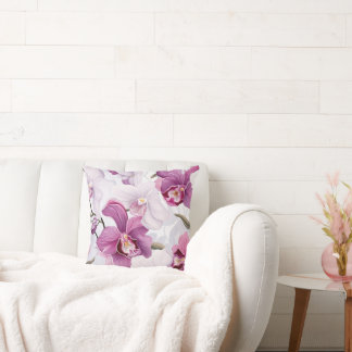 Rosa Orchids design Aesthetic Kudde