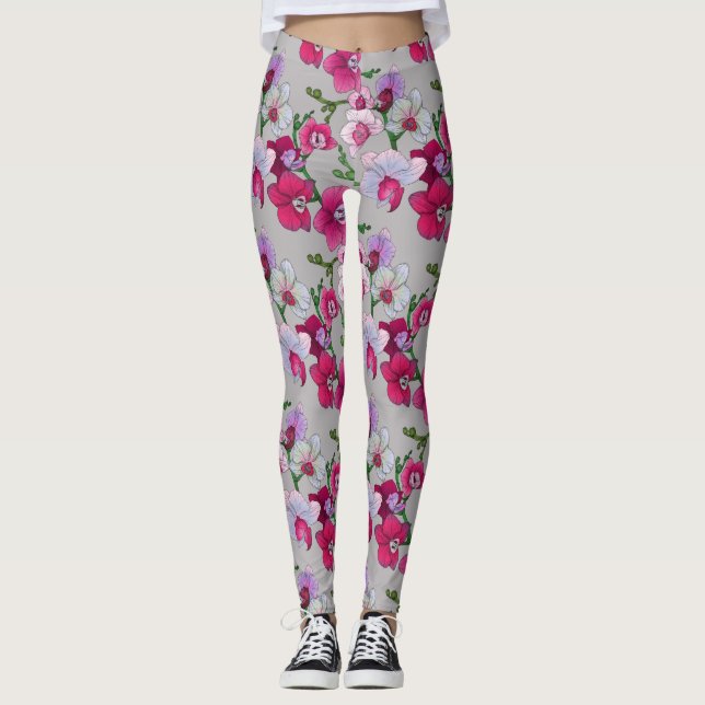 Rosa Orchids i blom Leggings (Framsida)