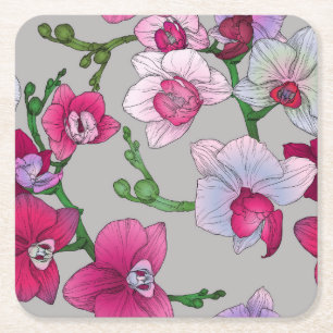 Rosa Orchids i blom Underlägg Papper Kvadrat