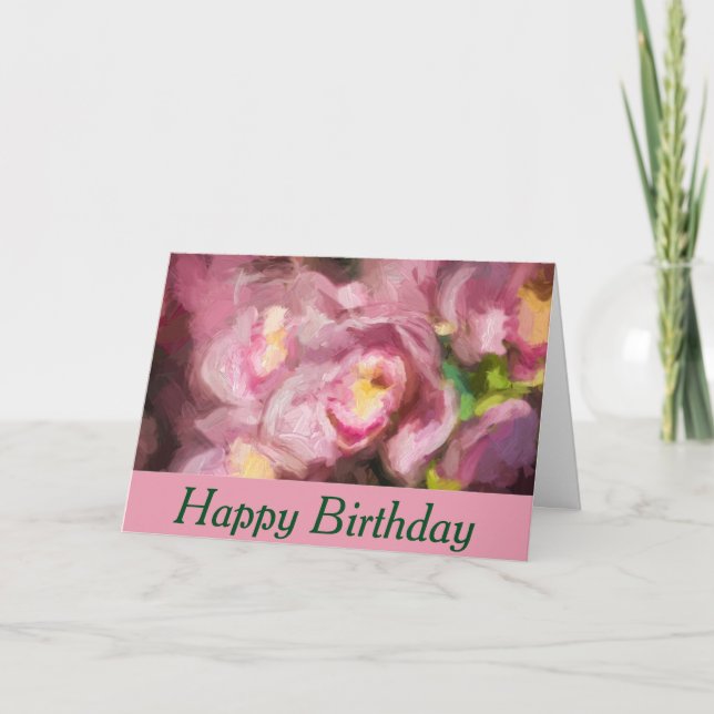 Rosa Orchids Impasto Birthday Kort (Framsida)
